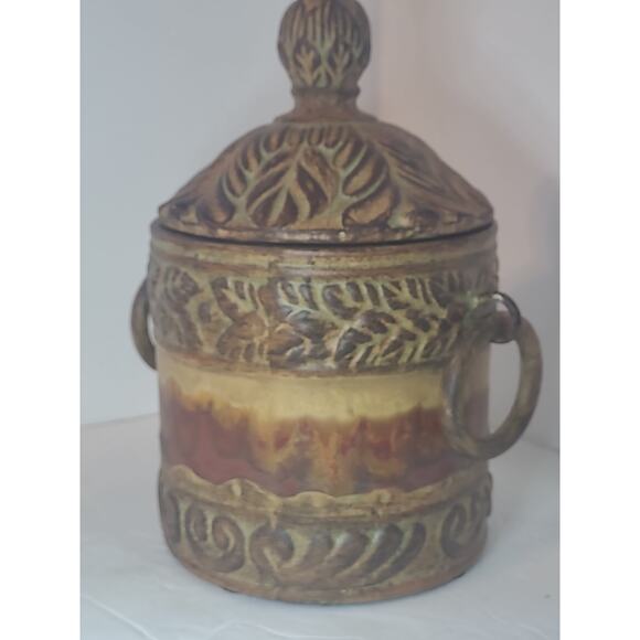 Uttermost Famous Pottery Hand Crafted Vintage Canister Jar Pot With Lid Retired - Picture 4 of 16